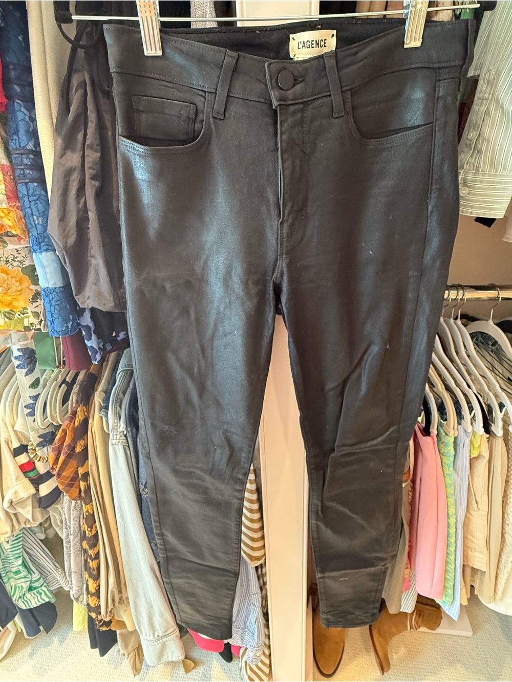 L'AGENCE Women's Marguerite Black Coated Jeans